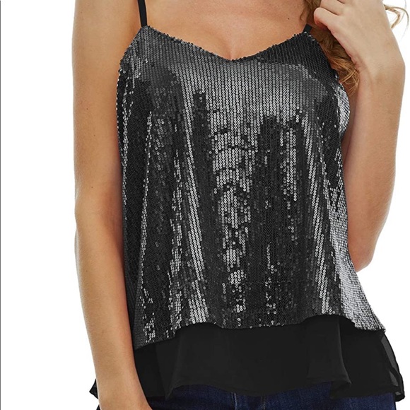 Black sequin tank top NWOT - Picture 8 of 9